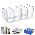 Marte Vanci Clear Acrylic File Sorter, Sturdy Desk File Organizer Shelf Book Holder Purse Handbag Clutch Divider File Folder Rack for Letter Cookbooks Home Office Kitchen Supplies 4 Sections (2 Pcs)