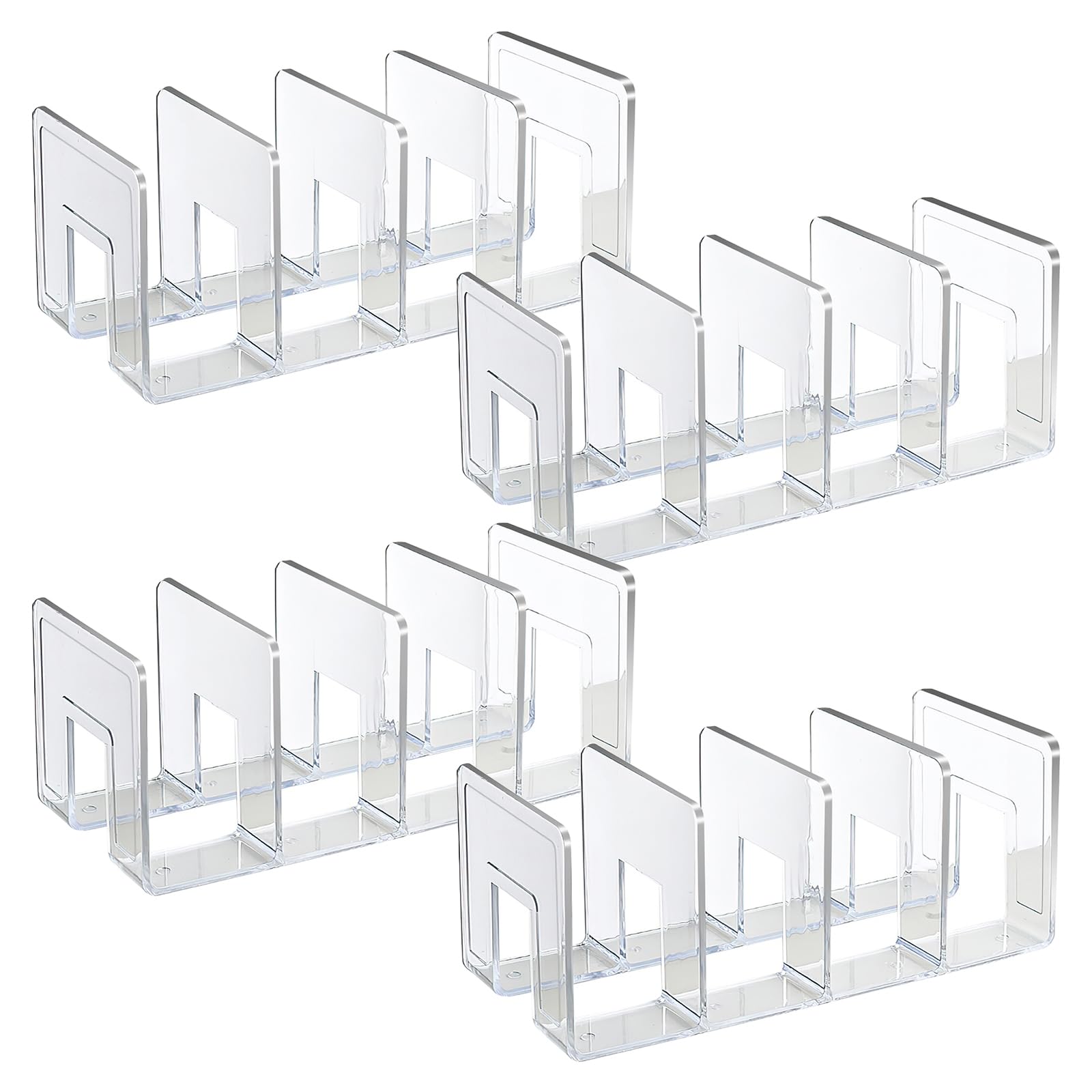 SAYEEC Acrylic File Holder, Clear File Sorter Desk File Organizer, Sturdy Desktop File Folder Organizer Rack for Envelopes Mail Letter Paper Notebook Electronics Office Supplies (4 Sections, 2 Pack)