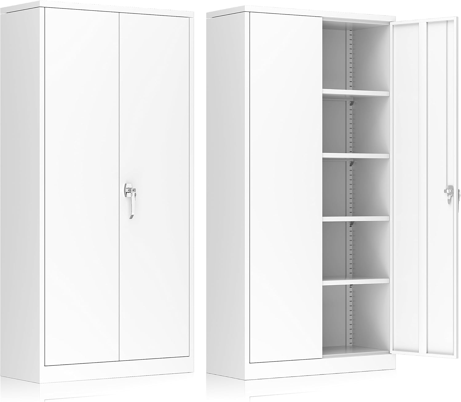 INTERGREAT Metal Storage Cabinet with Wheels, 73" H Rolling Metal Cabinets with Doors and Shelves, Black Steel Lockable Cabinet on Wheels for Garage Storage