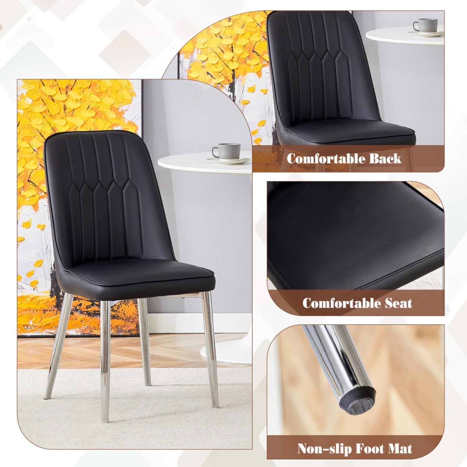 Table and chair set, 63*31.4 Inch Pandora Patterned Sintered Stone Dining Table Set Modern Light Luxury.Perfect For Dinner Room,Meeting Room,Kitchen (Black+Silver + Metal + Sintered Stone + Seats 6)