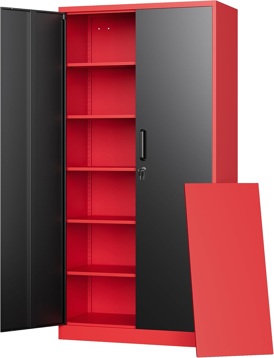 Letaya Metal Garage Storage Cabinets with Lock-72 Tall Tool Organizer Steel Lockers, 5 Adjustable Layers Shelves for Home,Office,Warehouse,Garage,(Black-72“) | with Lock, 72 Tall, Tool Organizer