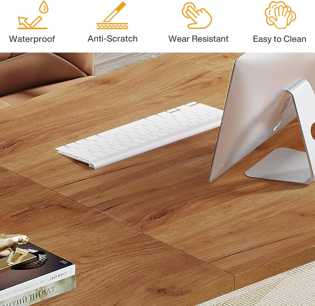 Tribesigns Modern Executive Desk, 70.9" Large Office Computer Desk, Conference Table Meeting Room Table, Simple Workstation Business Furniture for Home Office, Brown