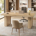 Tribesigns 63" Executive Desk, Modern Executive Office Desk with Thickened Desktop and Heavy-Duty Legs, Wood Writing Workstation Study Table Conference Table for Office, Natural