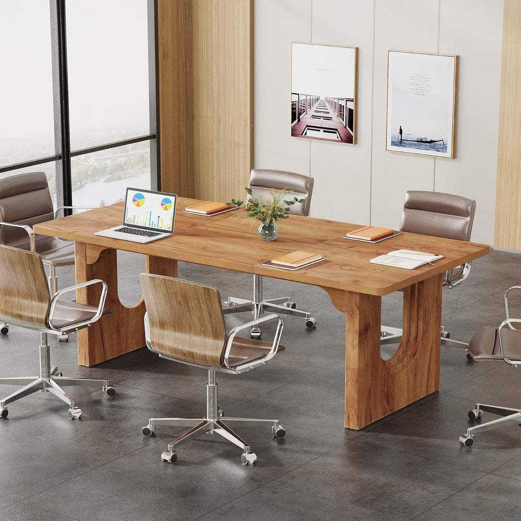 Tribesigns Modern Executive Desk, 70.9" Large Office Computer Desk, Conference Table Meeting Room Table, Simple Workstation Business Furniture for Home Office, Brown