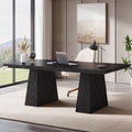 Tribesigns 63-Inch Executive Desk, Large Office Computer Desk with Double Pedestal, Modern Simple Workstations Writing Table Conference Table Business Furniture for Home Office, Light Brown