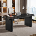 Tribesigns 62-Inch Modern Executive Desk, Wood Office Desk, Large Aesthetic Computer Desk with Double Pedestal, Workstation for Home Office (Brown)