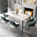 ZL ZELing Dining Table,Mid Century White Rectangular 63" Kitchen Table with Marble Sintered Stone Table Top and Metal Legs,Dining Room Table for 6,Table Only